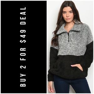 ❄️BLACK WHITE FLEECE PULLOVER